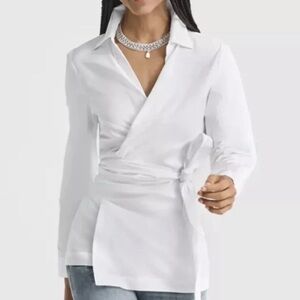 Cabi Highlife White Wrap Shirt #6293 White XS